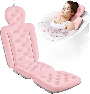 Full Body Bath Pillow for Bathtub, Thick Bathtub Cushion, Luxury Tub Pillow for Bath for Headrest Neck and Back Support Pink 56" x 16"