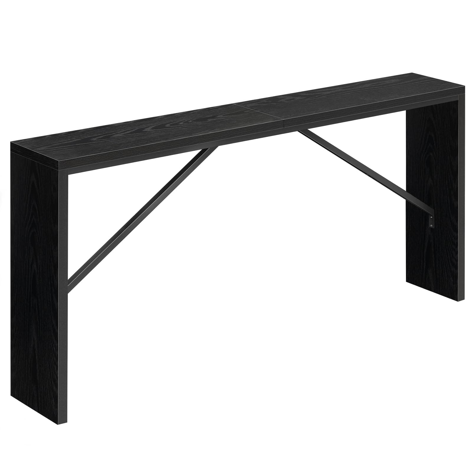 Console Table, 62.2" Long Sofa Table Behind Couch, Narrow Entryway Table, Farmhouse Dining Table with Angled Metal Frame, Industrial Console Table for Entryway, Black CTHB15801