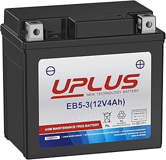 UPLUS YTX5L-BS ATV Motorcycle Battery, EB5-3 Maintenance Free 12V 4Ah SLA Batteries Scooter AGM Battery, Replacement for GTX5L-BS, ETX5L-BS, CTX5L-BS, BTX5L-BS, PTX5L-BS, AGM12-5, YTZ5S-BS