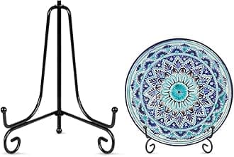 Plate Stands for Display, Plate Holder Display Stand, Picture Frame Stand Metal Frame Holder Stands for Book,Small Easel,Decorative Plate,Photo and Platter,Tabletop Art Black 8 Inch