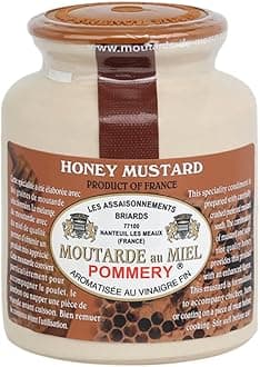 French Whole Grain Mustard with Honey in a Crock - Moutarde de Meaux, 8.8 Ounce