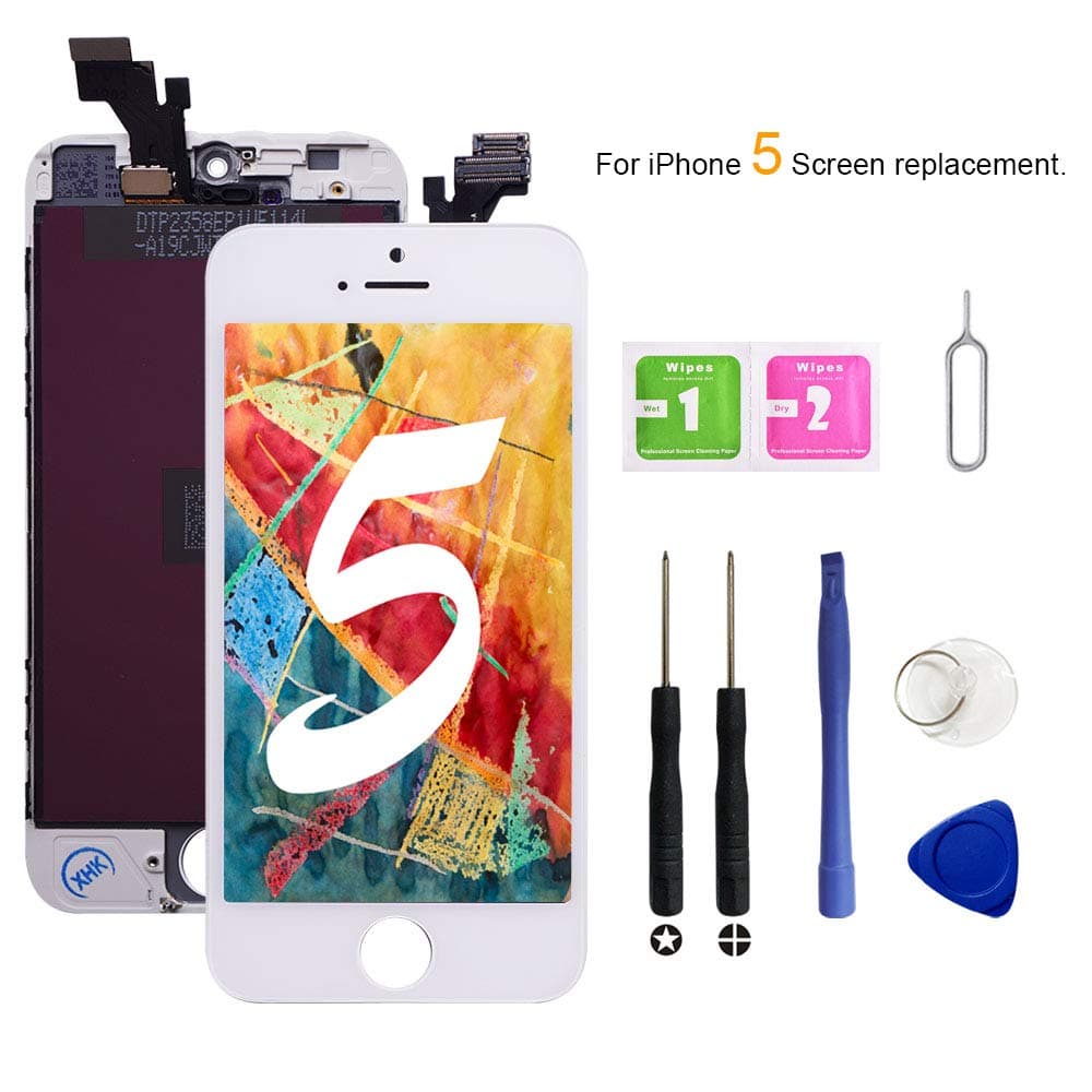 VANYUST for iPhone 5 Screen Replacement, LCD Display Touch Screen Digitizer Assembly with Tool Kits Compatible for iPhone 5 White