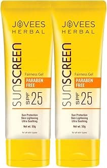 Jovees Herbal Sunscreen Fairness Gel SPF 25 For Tanning & Sun Damage | Oily, Sensitive, Dry Skin |Protect Your Skin with Lightweight & No White Cast Formula |Sunscreen For Men/Women 50g (Pack of 2)