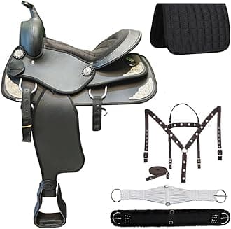Classic Quality Handmade Western Synthetic Lightweight Comfort Barrel Racing Trail Tack Equestrian Horse Saddle All Accessories Included Size 10-18 inches Seat Available