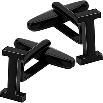 A-Z Initial Cufflink for Men, Classic 18k Gold Silver Black Letter Alphabet Monogram Cuff Links for Wedding Business Party Party