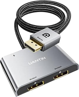 DisplayPort to Dual DisplayPort Splitter Extended Display Adapter | 4K 60Hz Display Port Splitter 1 in 2 Out for Dual Monitors, MST Hub - External Graphics Card - DP Adapter for PC, NVIDIA, AMD