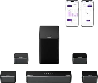 Poseidon D80 7.1 TV Surround Sound System with Dolby Atmos, 460W Smart TV Sound Bar, 6.5" Wireless Subwoofer, 4 Wired Surround Speakers, Bluetooth, Auxiliary, Optical, HDMI eARC