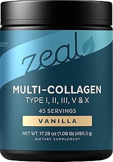 - Premium Multi Collagen Peptides Powder (1, 2, 3, 5 & 10) with Protein. Vitamin C, Biotin, Hyaluronic Acid, for Hair Skin and Nails - Marine, Bovine, Chicken & Eggshell (Vanilla, 45 Servings)