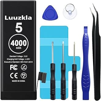 4000mAh (2024 New Upgrade) Battery Compatible with iPhone 5/5G, Super Capacity Battery Compatible with iPhone 5/5G, with Full Tool Kits-0 Cycle High Capacity-24 Months Service