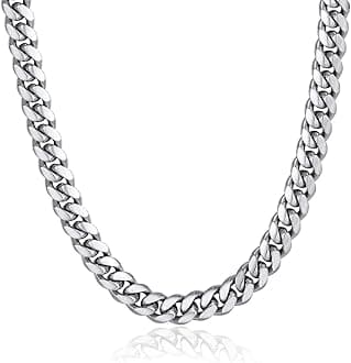 Men Chunky Miami Cuban Chain Necklace, Custom Available, 6/9/14mm Width, 18/20/22/24/26/28/30inch Length, Gold Plated/Stainless Steel/Black-with Gift Box