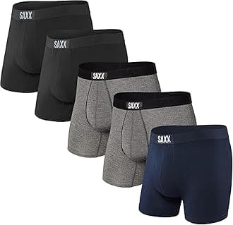 Super Soft Boxer Brief 5-Pack / Black, Grey Heather, Navy by Saxx Underwear Co
