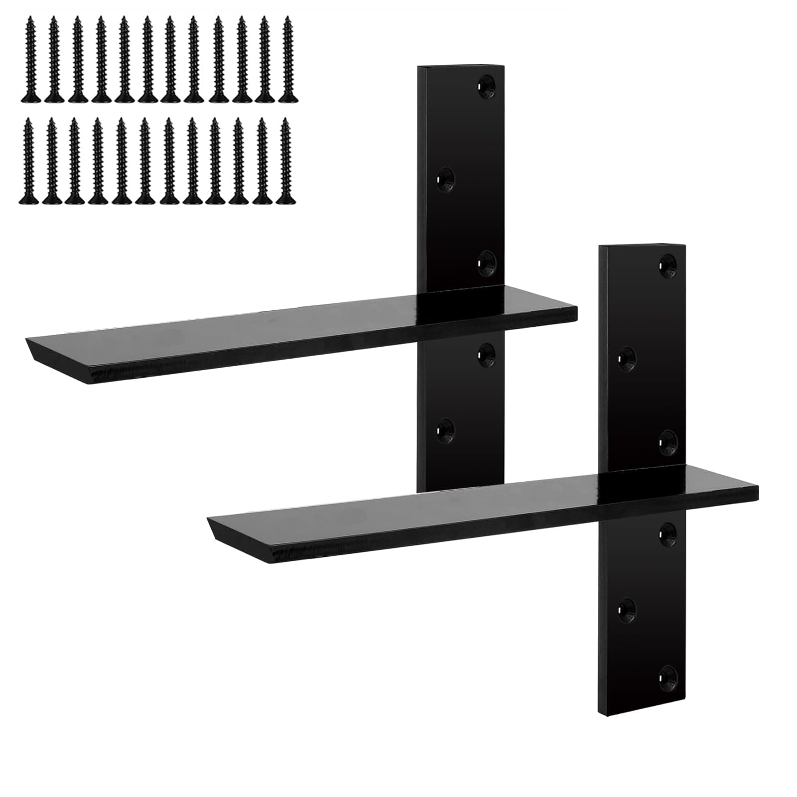 Blactea 2-Pack Free Hanging T Shelf Bracket, Solid Heavy Duty Steel Knee Wall Hidden Granite Countertop Support Floating Bracket Hardware, Universal ,14 Inch , DIY Projects , Screws Included