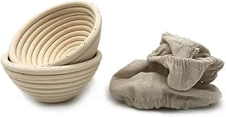 5 Inch Round Banneton Bread Proofing Basket 2 pcs Natural Rattan Cane Brotform Handmade& Linen Liner Cloth