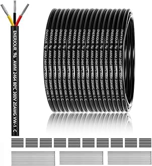 20 Gauge 3 Conductor Electrical Wire 200FT, UL 2464 20 AWG 3 Wire Cable Tinned Copper PVC Stranded 20/3 Core Wire for LED Lighting, Outdoor Low Voltage Extension Cable, Automotive etc.