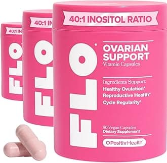 FLO Ovarian Health Support – Hormone Balance for Women with DIM, Myo & D-Chiro Inositol, Folic Acid – Ovulation & Cycle Support – 30 Servings (Pack of 3)