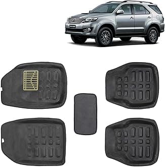 Kingsway Toyota Fortuner Car Mat 4D, Only Compatible with Year 2008 to 2017 All Model, Complete Set of 4 Pcs Car Floor Mats, Premium Car Accessories, Tray Shape PVC 4D Foot Mats, Washable, Black