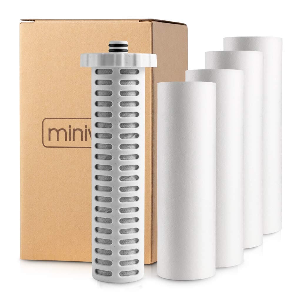 Miniwell Shower Filter 720-Plus with replaceable cartridges, shower head filter with Double Filters, remove 99% chlorine (z-Replacement-4+1 Filters)