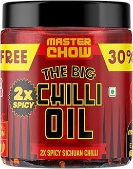 2x Chilli Oil Spicy Sichuan Chilli Oil (450gms) - 30% Extra | Made with Sichuan Peppercorns, Crunchy Garlic & Red Chillies