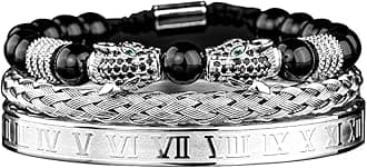 Luxury Roman Royal Crown Charm Men's bracelet Stainless Steel Geometry Pulseiras Men Open Adjustable Bracelets Couple Jewelry Gift