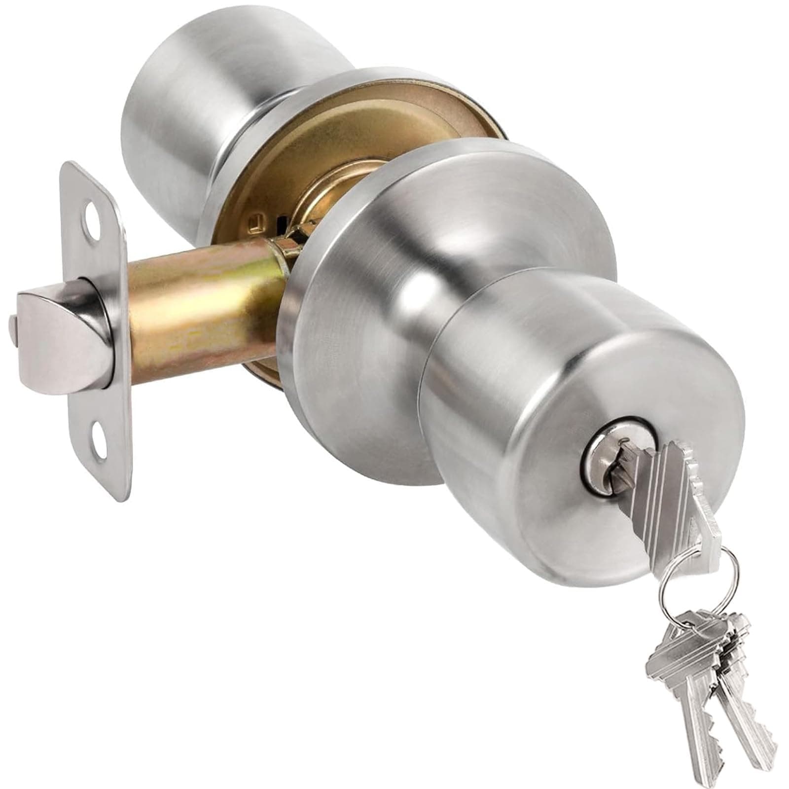 HOSOM Door Knobs with Lock and Key, Keyed Entry Door Knob, Exterior and Interior Door Lock for Front Door Commercial and Residential Area, Satin Nickel