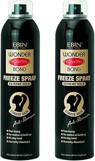 Wonder Ponytail Bond Freeze Spray Extreme Hold Bundle with Precision Styling Nozzle Long Lasting Hair Spray for Sleek Ponytails & Updos – Humidity Resistant – Gift Set (2 Pack)