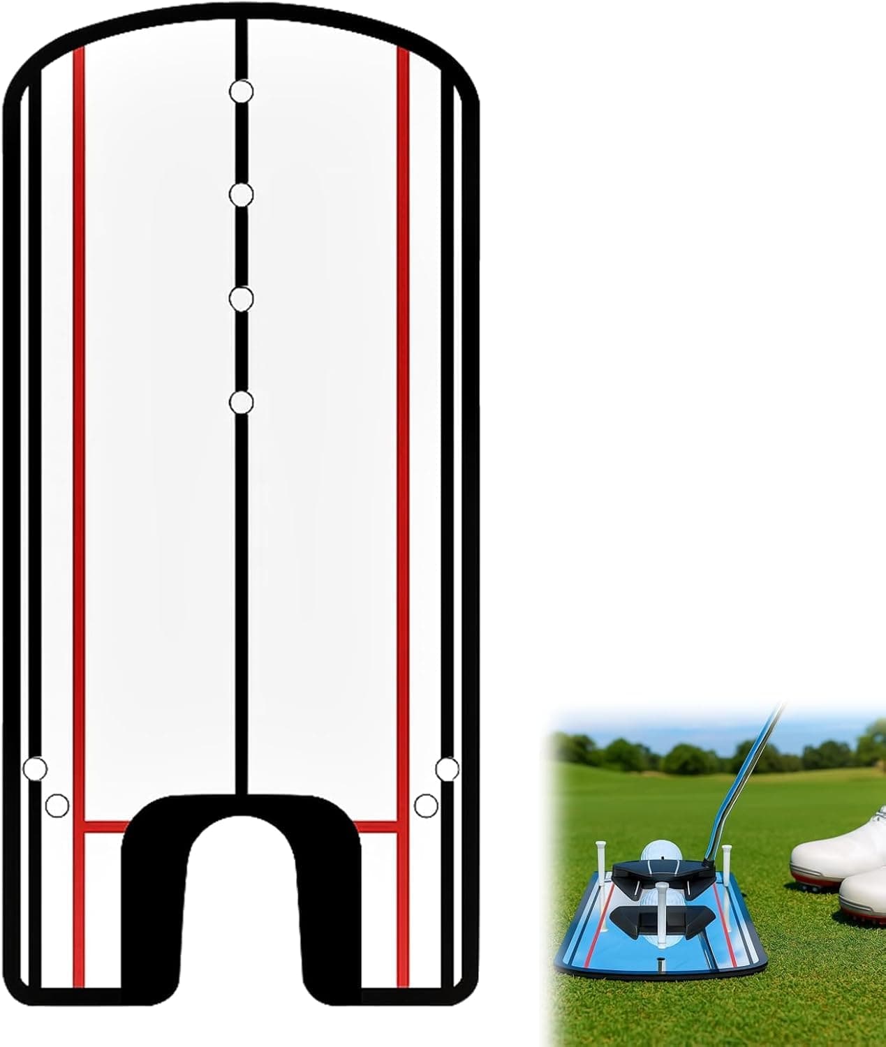 HH-GOLF Golf Putting Alignment Mirror, Portable Practice Trainer, Alignment Tool 14.5cm x 30cm