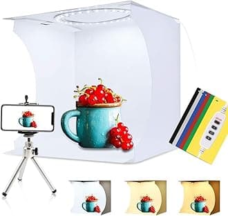 PULUZ Lightbox Photography,30cm/11.8inch Ring Light Photo Studio Light Box Shooting Light Tent Kit with White Lighting/Warm white128 pcs LED Ring Lights+6 Backdrops for Product Photography Light Box