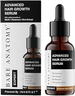 Bare Anatomy Advanced Hair Growth Serum | 3% Redensyl, 4% Anagain, 3% Baicapil, 1% Capilia Longa, Rosemary, Biotin & Rice Extract | Hairfall control & Hair Density | Women & Men | 30ml