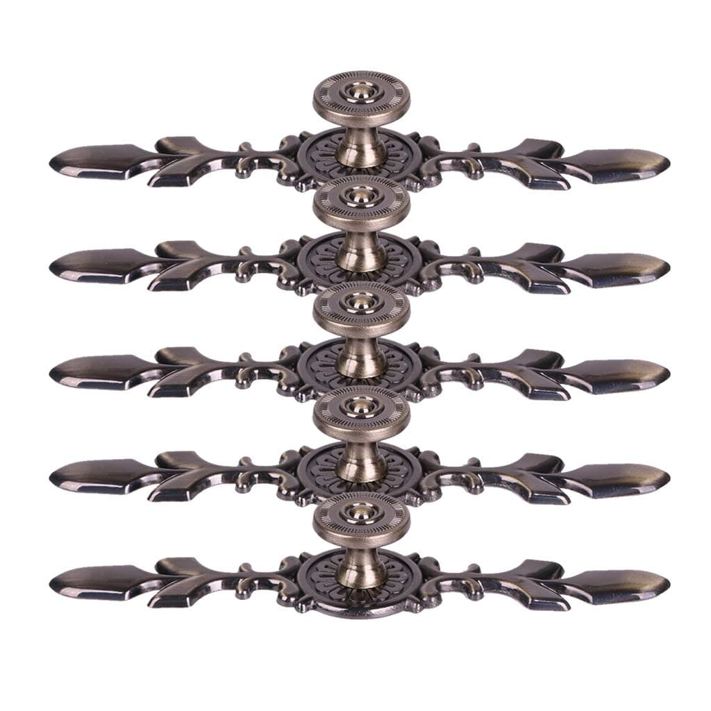 Fvstar 5pcs 6.7" Retro Cabinet Knobs Bronze Drawer Pulls Handles Furniture Door Hardware for Farmhouse Kitchen Office Cupboard(Green Bronze,5pcs Large)