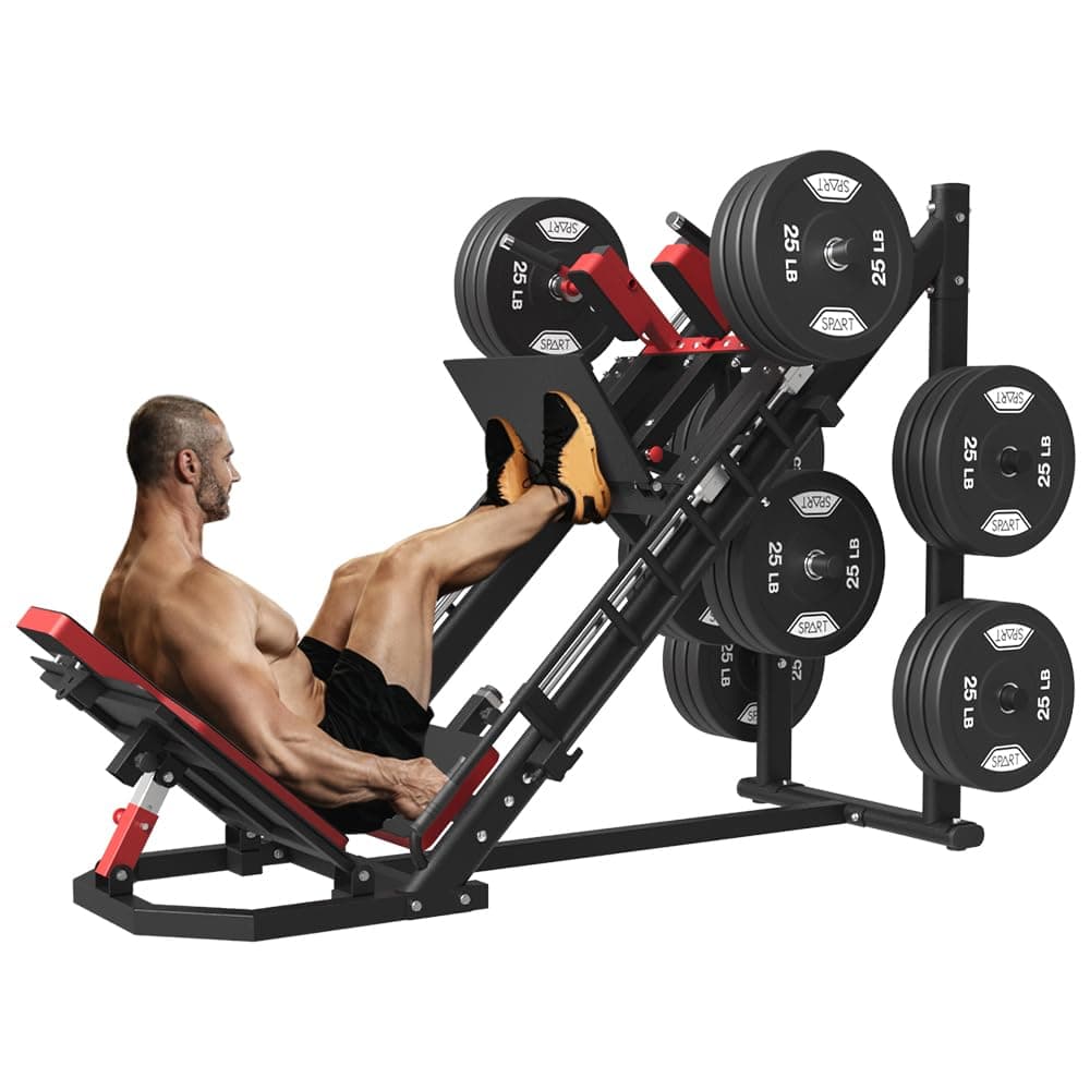 SPART Leg Press Hack Squat Machine with Weight Storage Posts, 2000lbs Capacity Professional Adjustable Leg Machine for Home Gym, Hip Sled for Leg Glute Muscles Shaping, Full Lower Body Workout