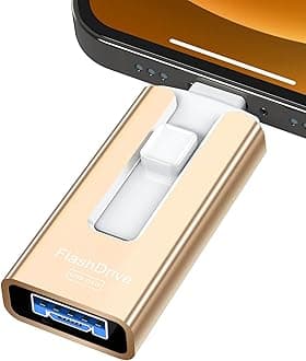256GB USB Flash Drive for Phone and Pad, Photo Stick High Speed External USB Thumb Drives Photo Storage Memory Stick for Save More Photos and Videos (Gold, 256GB)