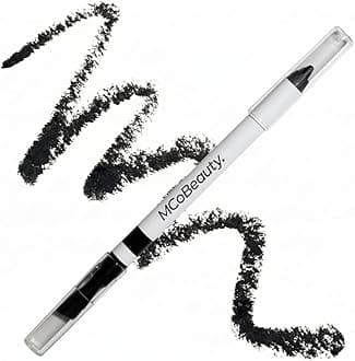 MCoBeauty Dual Ended Pro Eyeliner Black - Creamy Pencil with Built In Angled Smudge Brush for Precision Lining - Blendable Eye Liner Crayon for Smoky Eye Looks, Vegan Cruelty Free Makeup - 1 Count