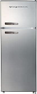 EFR753, 2 Door Apartment Size Refrigerator with Freezer, Retro Chrome Handle, 7.5 cu ft, Platinum Series, Stainless Steel, 7.5