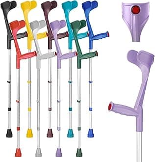 Ossenberg Classic Open Cuff Ergonomic Grip Elbow Crutch – Lilac – Single | Lightweight Height Adjustable Economy Comfort Coloured Forearm Crutch for Adults Men & Women Mobility and Walking Aid
