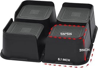 Bed Risers Heavy Duty, Oversized Furniture Risers, Support Up to 6000 Lbs, Lift 3 inch for Couch, Sofa, Table,Chair (Black 4 Pack, 3 inch)