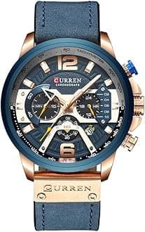 CURREN Herren-Armbanduhr, Quarz, analog, Kalender, Armbanduhr fr Herren, modische wasserdichte Armbanduhr mit Lederband