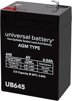 UPG Sealed Lead Acid Batteries (6V; 4.5Ah; Ub645)