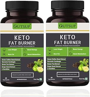 Keto Fat Burner 60 Capsules 1000MG, Weight Loss Supplement With Garcinia Cambogia, Green Coffee Beans Green Tea Extract Metabolism Booster, Fat Burner For Men & Women - (Pack of 2)