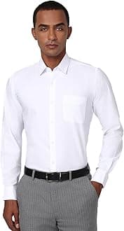 Peter England Men's Classic Solid Full Sleeve Slim Fit Shirt | Wonder Fabric | Cotton Rich | Pin Point Oxford