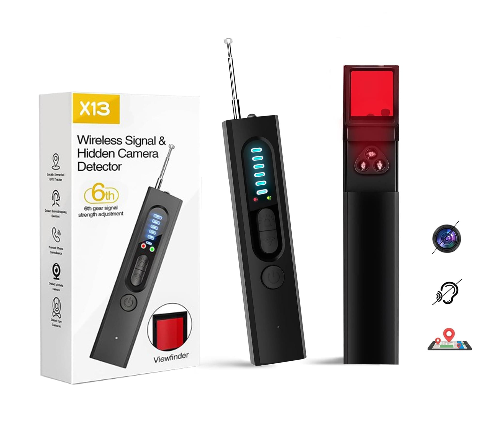 KASTWAVE Hidden Camera Detector, Anti Bug Scanner and Protector, RF Signal and GPS Detector, GPS Tracker and Bug Finder for Hotel, Office, Travel and Home