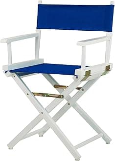 Director Chair, White Frame-Solid Wood, 18 Inch