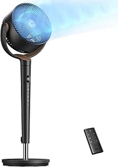 Fan for Bedroom, 120° Oscillating Standing Fan, Quiet Floor Fan with DC Motor, Pedestal Fan for Room, 9 Speeds, 4 modes, 20dB, 120° Manual Vertical, 37-42" Adjustable Height, 9H Timer, Black