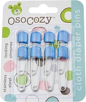 OsoCozy Diaper Pins - {Blue} - Sturdy, Stainless Steel Diaper Pins with Safe Locking Closures - Use for Special Events, Crafts or Colorful Laundry Pins