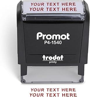 Promot Self Inking 2 Line Custom Stamp - Personalized Name Stamp for Office, Teacher, Address & Business Label Stamp - Choose Font, Ink Color, Pad, for Personal & Professional Use - Small