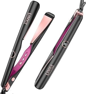 LANDOTHair Straighteners and Curlers 2 in 1, Twist Flat Curling Iron Pro Multi-Styler for Curl/Wave/Straighten Hair