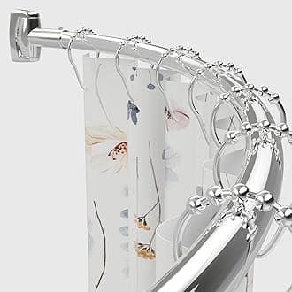 Adjustable 50-85 inches Curved Shower Rod, Extra Wide, Rustproof, Round Shower Curtain Rod for Bathroom, Shower Stall, Need to Drill, Silver