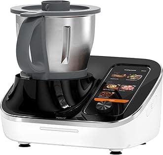 TOKIT Omni Cook Robot, All-in-1 Multi-Cooker, 35℃-180℃, 7" Touchscreen 3000+ Guided Recipes, Slow Cooker, Chopper, Steamer, Juicer, Blender, Boil, Sous-Vide, Knead, Weigh, 2.2L, Black