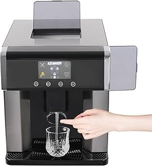 2 in 1 Water Dispenser with Ice Maker, Efficient Water Dispenser with Self-Cleaning Mode & Warning Light Low Noise (40-60dB) Countertop Ice Makers Optional Ice Cube Sizes for Home, Cafes