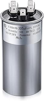 30/5 MFD uF 370/440V CBB65 Dual Run Round Capacitor for AC Motor, HVAC Capacitor, Air Conditioner Replacement, Heat Pump, Fan Start, Condenser Straight Cool, UL Listed