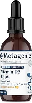 Metagenics Vitamin D3 Liquid Drops - 1000iu Vitamin D for Healthy Immune System, Bones, Muscles & Teeth - Orange, 30ml